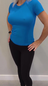 Black Yoga Pants & Blue Compression Shirt Try on