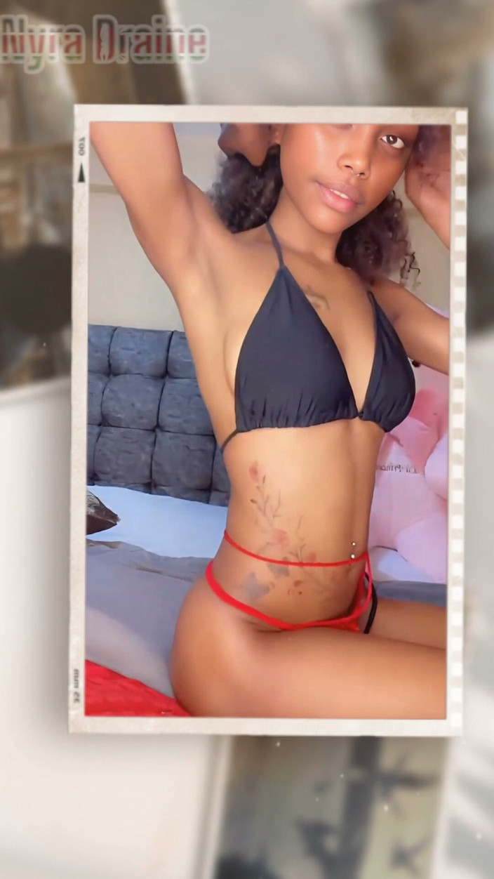 NyraDraine: Petite African Queen Strips Her Perfect Light Skin Body