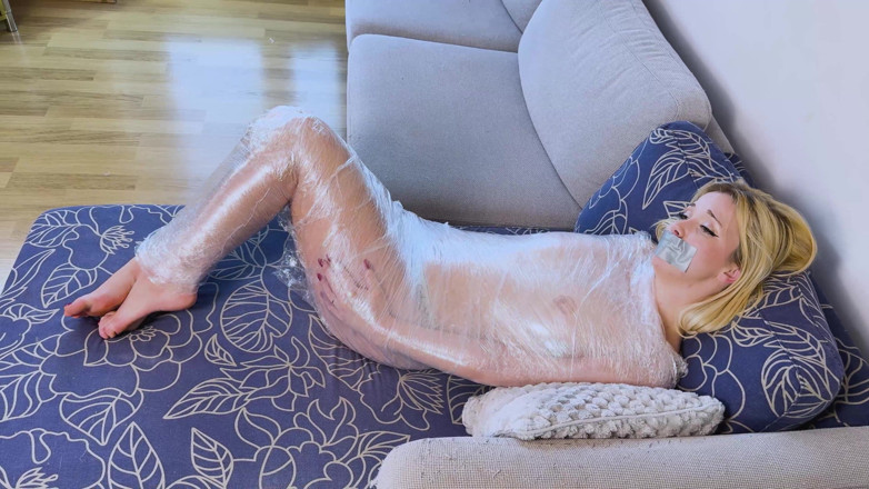 Latina Fetish: Lil Missy Mummified in Cling Film and Tape (4k +bts)