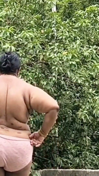 Chubby Girl in White Skirts and Pink to Getting Completely Naked and Walking Nude Outdoor