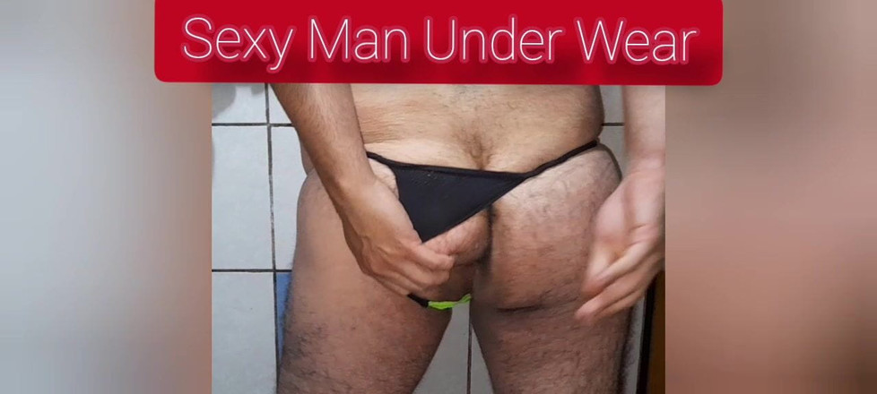 Sexy man underwear: Zelené tanga a masturbace až do spermatu