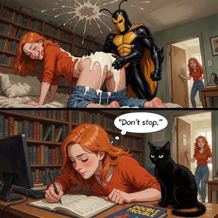 My night collection: Library Daydream She Rides the Hero While Her Roommate Walks...