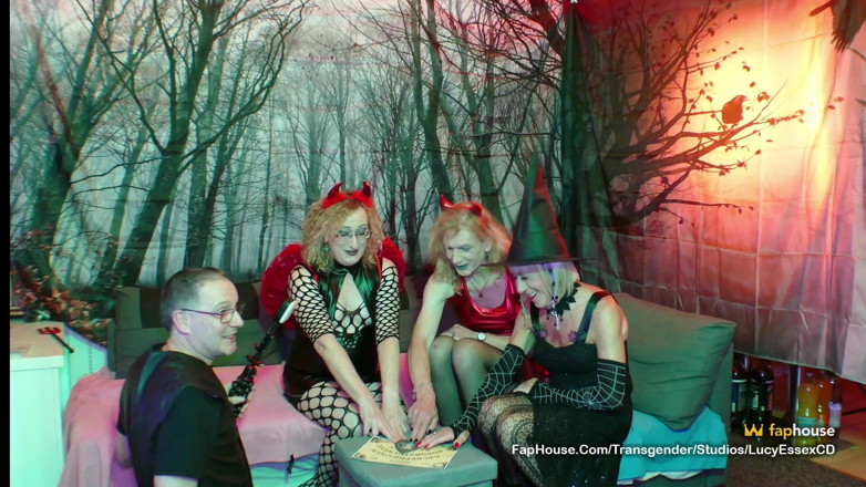 Lucy Essex CD: Sexy Halloween Foursome Orgy Part 1 with 2 Tgirls and Mature Couple