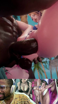 Hardcore Beach Anal Fucking in Overwatch and Ball Sucking Action