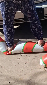 Big Beautiful Woman Nurse Vicki Crushes This Blow up Candy Cane