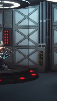 Sci-fi BDSM. Tânără blondă excitată îi place să se fută cu o transsexuală humanoidă android