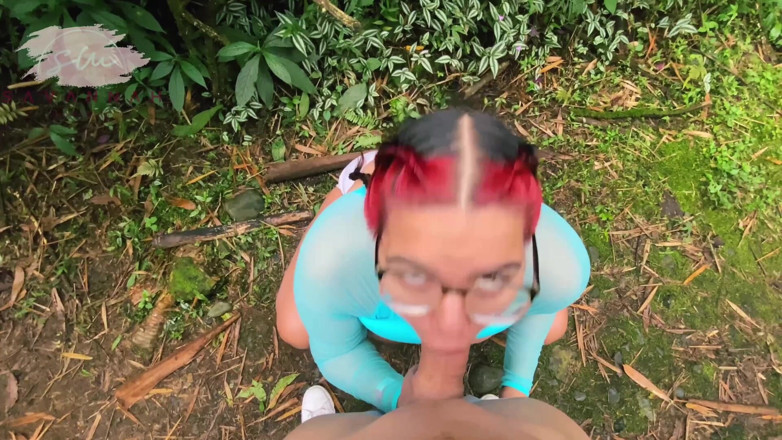 Savannah Watson: Chubby with Glasses Training in the Woods Lets a Stranger...
