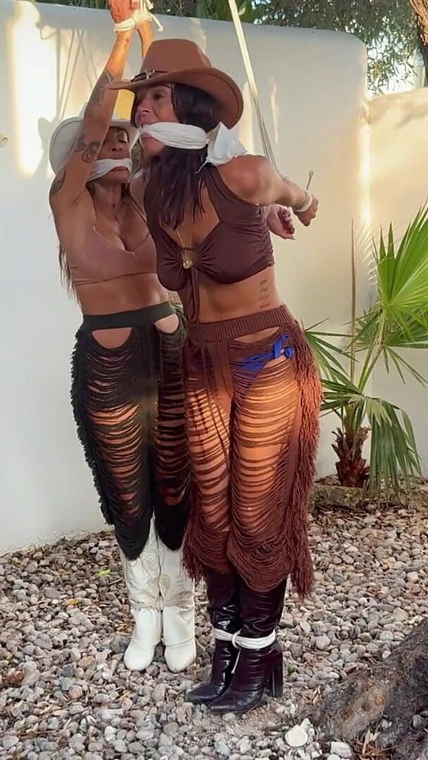 Latina Fetish: Bandit Girls Tied Tight. Two Helpless Cowgirls Cleave Gagged to...