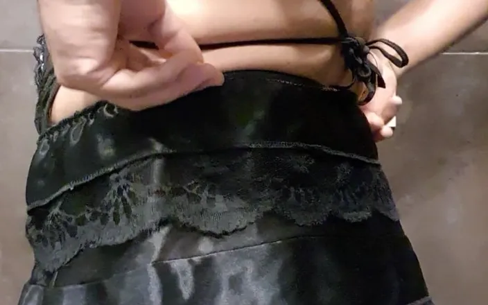 Sexy shinny clothes: Black Sexy Baby Doll and Blue Sweet Panties