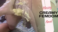 Dominadora anal extrema con mantequilla, crema y plátanos