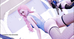 3D-Hentai Games: Stellar - Vibrato Ahri Seraphine Kaisa striptis Liga Kda Legenda Kpop...