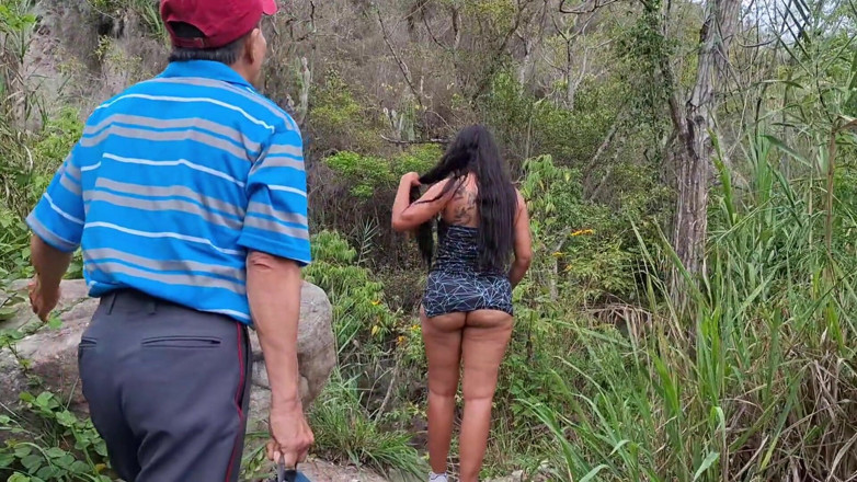 Lady: Perverted Old Man Fucks His Busty Stepdaughter in the Jungle...