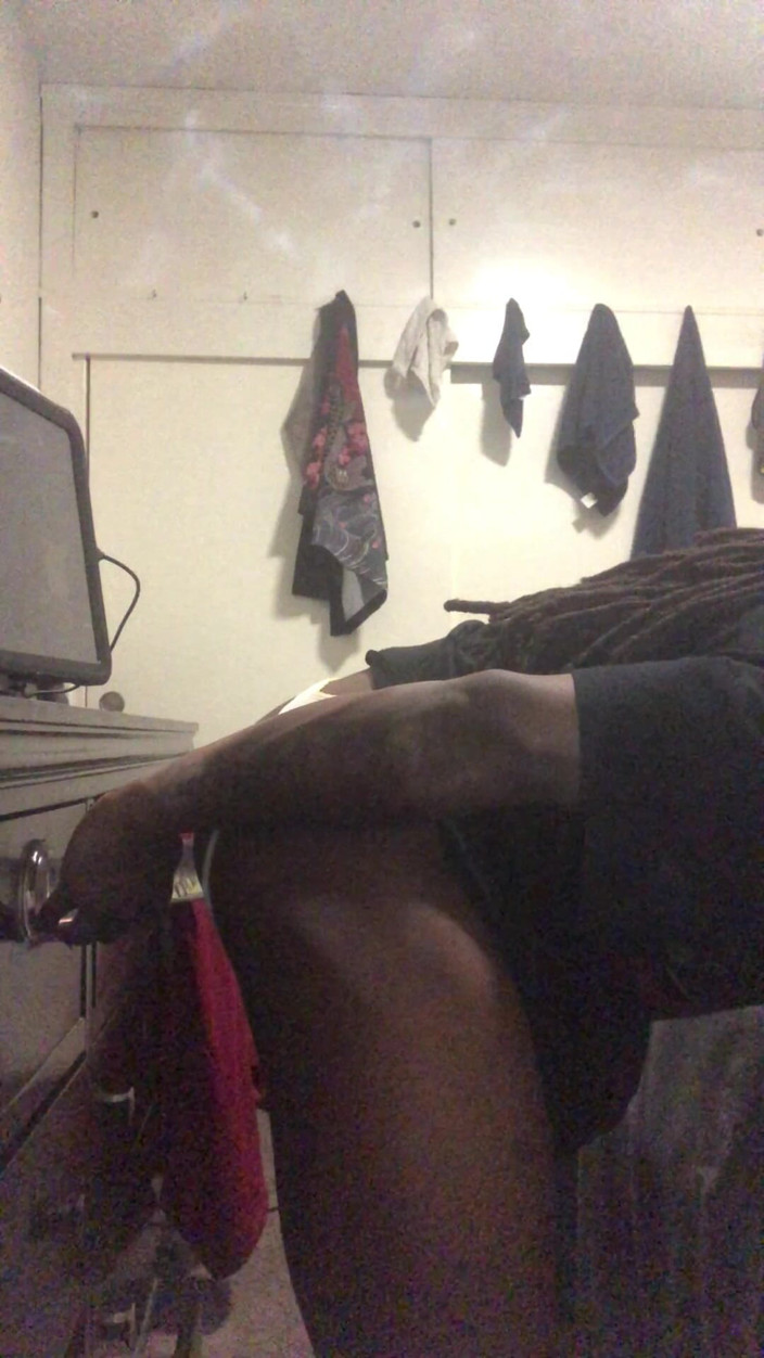Emperor Kai Da God King: Black Male Booty Slides Thong to the Side Solo Anal...