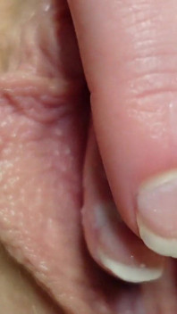 Playing with My Creamy Big Labia Pussy Closeup