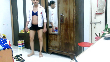 Cute & Nude Crossdresser: Hot sissy crossdresser femboy Sweet Lollipop teaching Yoga in a...