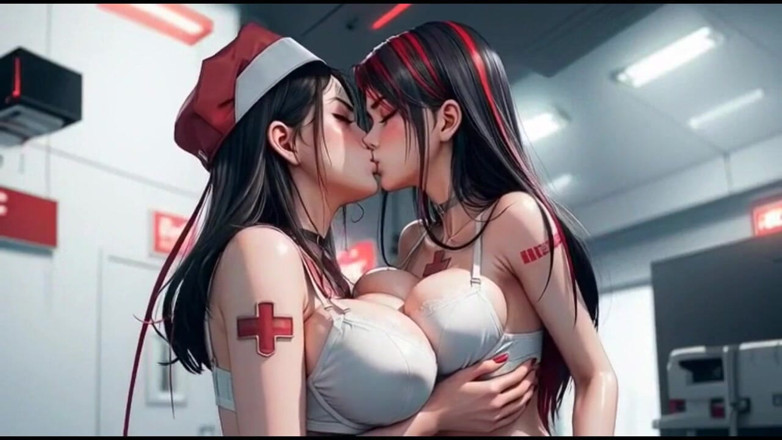 Hot girl dancing: Vídeo de beijo, enfermeiras fofas se beijando juntas