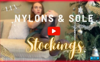 Kerstmis nylons voetaanbidding rood haar bosje up jurk - 398