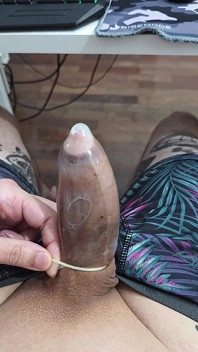 Cum in a Condom