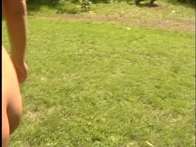 Lucky Cooch: Redhead babe is chasing her boyfriend outdoors