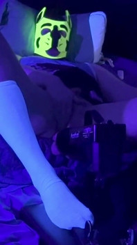 S1uttranspup Takes a 9 Inch Dildo in a Blacklit Room