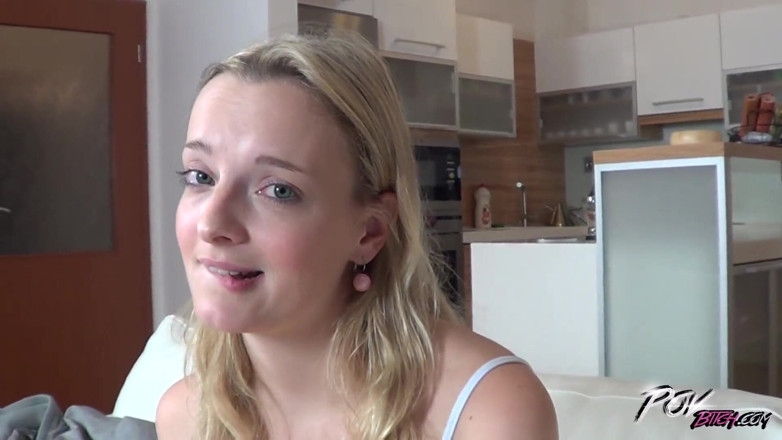 POV Bitch: Blonde slut came for sweet creampie and leave