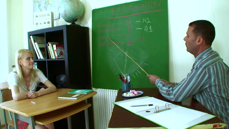 My German Amateurs: Skinny girl sucks teachers massive cock then gets it into...