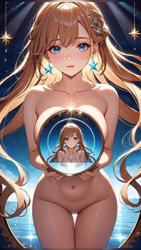 Starlit反射 - Ai女孩拿着一面神奇的镜子