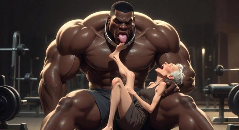 Anime Hentai: Nenek merintih keseronokan - lelaki hitam kuat menghisap kakinya