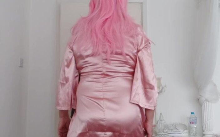 Sissy in satin: Pink Satin Sissy Crossdresser Slut