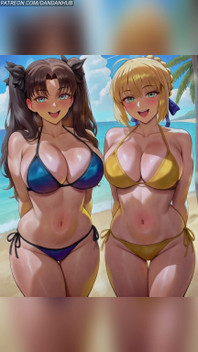 Saber & Rin Tohsaka, Bikini, Twerke Et Rebondit - Destin