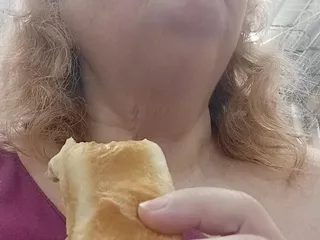 BBW nurse Vicki adventures with friends: Gobble up a Hotdog After Shopping in This Big Store!