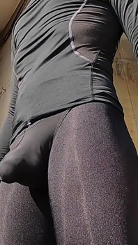 Guy in Spandex Cums on the Balcony in Front of the the Whole Neighborhood