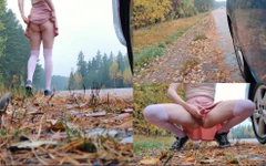 Risky Outdoor Cumshot by the Busy Road