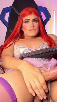 Beautiful Colombian in Heels and Pantyhose Masturbates Her Cock
