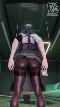 Zzz 3D - Miyabi Shows Her Sexy Thicc Ass in Stockings and Gives Herself a Few Spanks