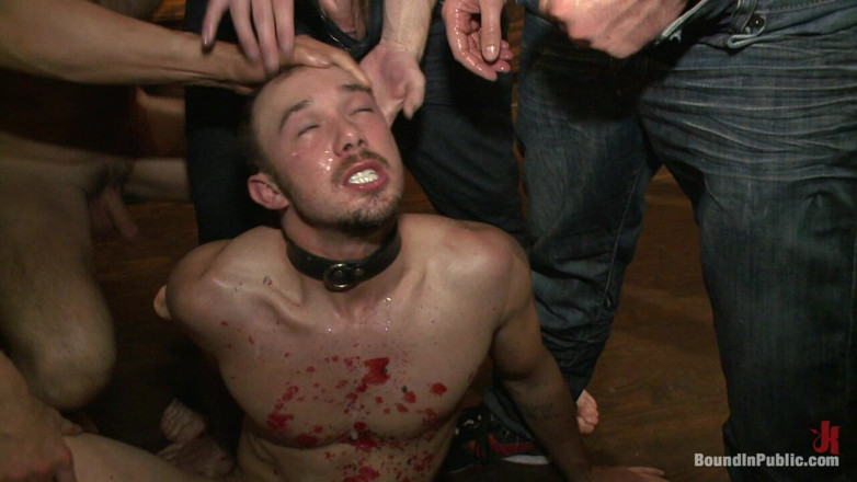 Bound in public: Kirk cummings is beaten, humiliated and fucked in a crowded...