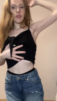 Striptease and Fingering with Fishnets on