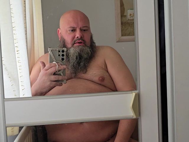 Seated Mirror Masturbation (Big Dave nude)