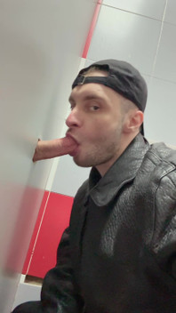 Scally Chav Boy in Leather Jacket Try Glory Hole in the First Time