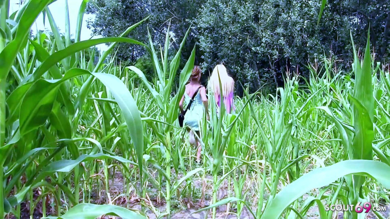 Full porn collection: Two hot skinny teens get it secretly in the field...