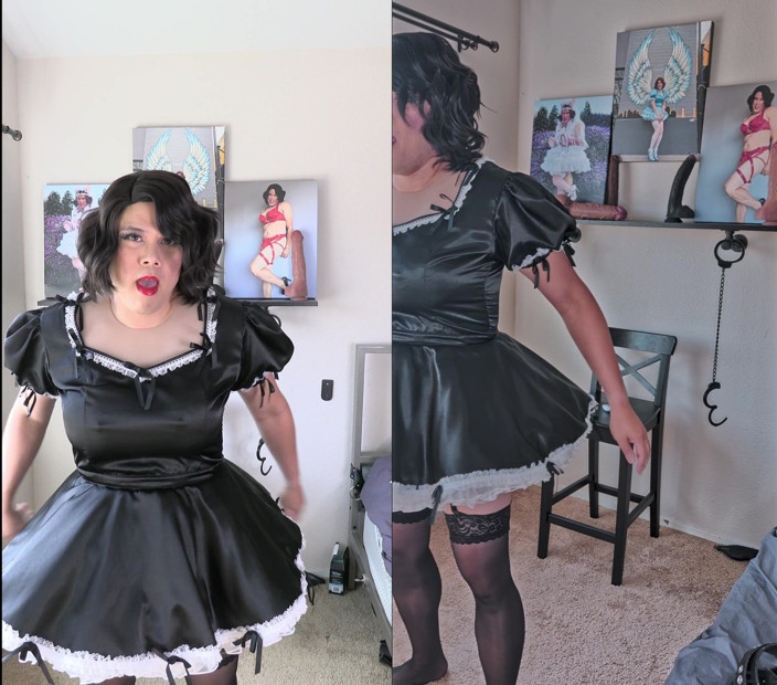 Sissy Candy: Mặc quần áo và cắm với người giúp việc phục tùng...
