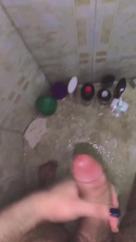 Jerking off in the shower and shooting my load