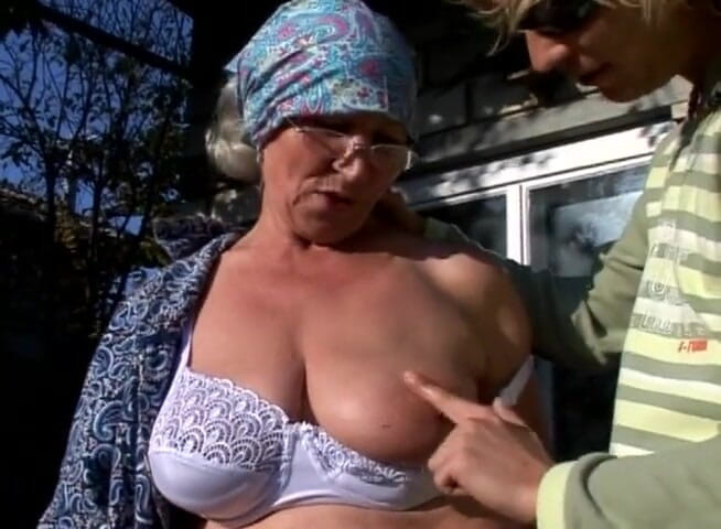 Gilfy Pleasure: Hairy grandma is getting banged outdoors