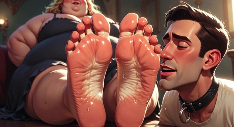 YOUR BEST FANTASY: Ragazzo sottomesso devoto ai piedi sudati di enorme BBW