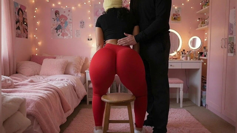 Animate golden: Stiefbruder drückt seine zierliche stiefschwester mit dickem arsch auf den...
