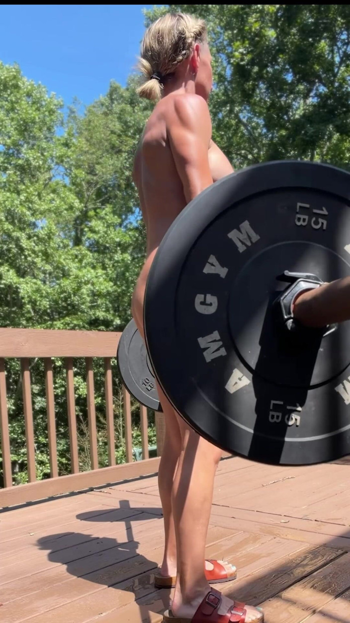 Lora Cross: Naked Outdoor Deadlift and Hamstring Curls by Lora Cross