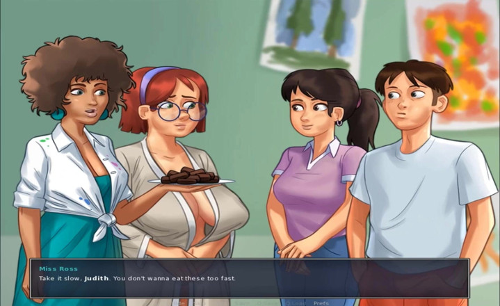 Hentai World: Summertime saga - Miss Ross and students naked lesson