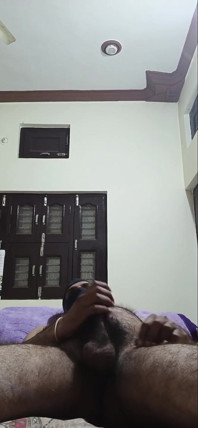 Solo Man Masturbating Using Big Balloon and Cumming on Stomach Before Going to Bed...