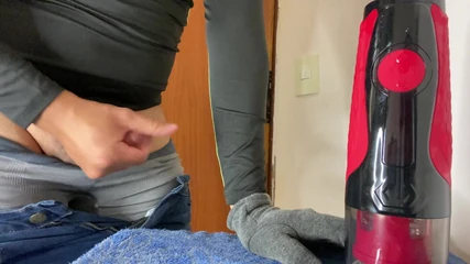 Greedy truck: Asian Jerks off His Small Dick at Work and Ends...