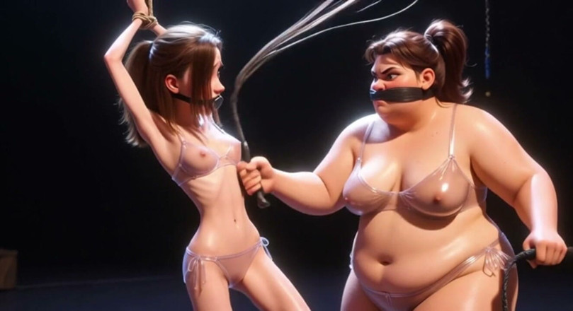 YOUR BEST FANTASY: SSBBW Domine Une Fille Maigre Avec Un Fouet - Humiliation Intense